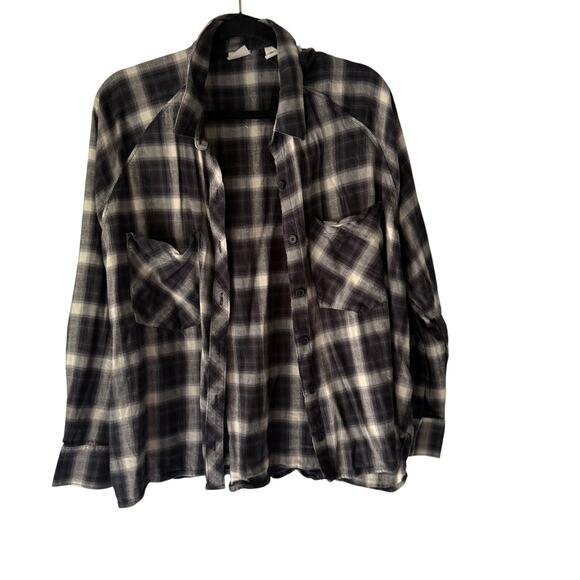 Levi’s San Francisco Black Gray Plaid Flannel Shirt L | Soft Grunge Button-Up - Picture 1 of 8